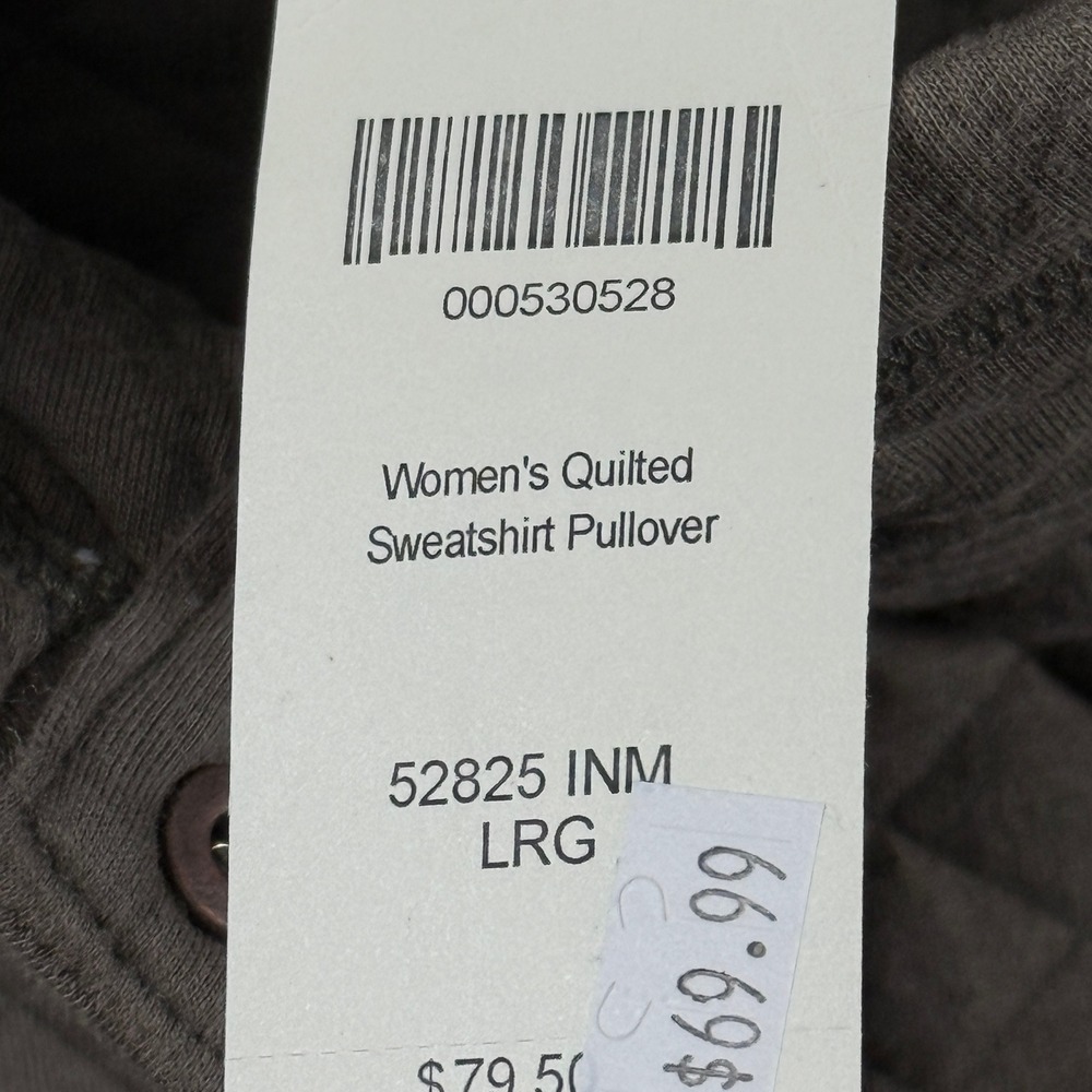 Duluth Trading Co Women Size L Brown Quilted Snap Neck Pullover Sweatshirt * - Picture 9 of 16